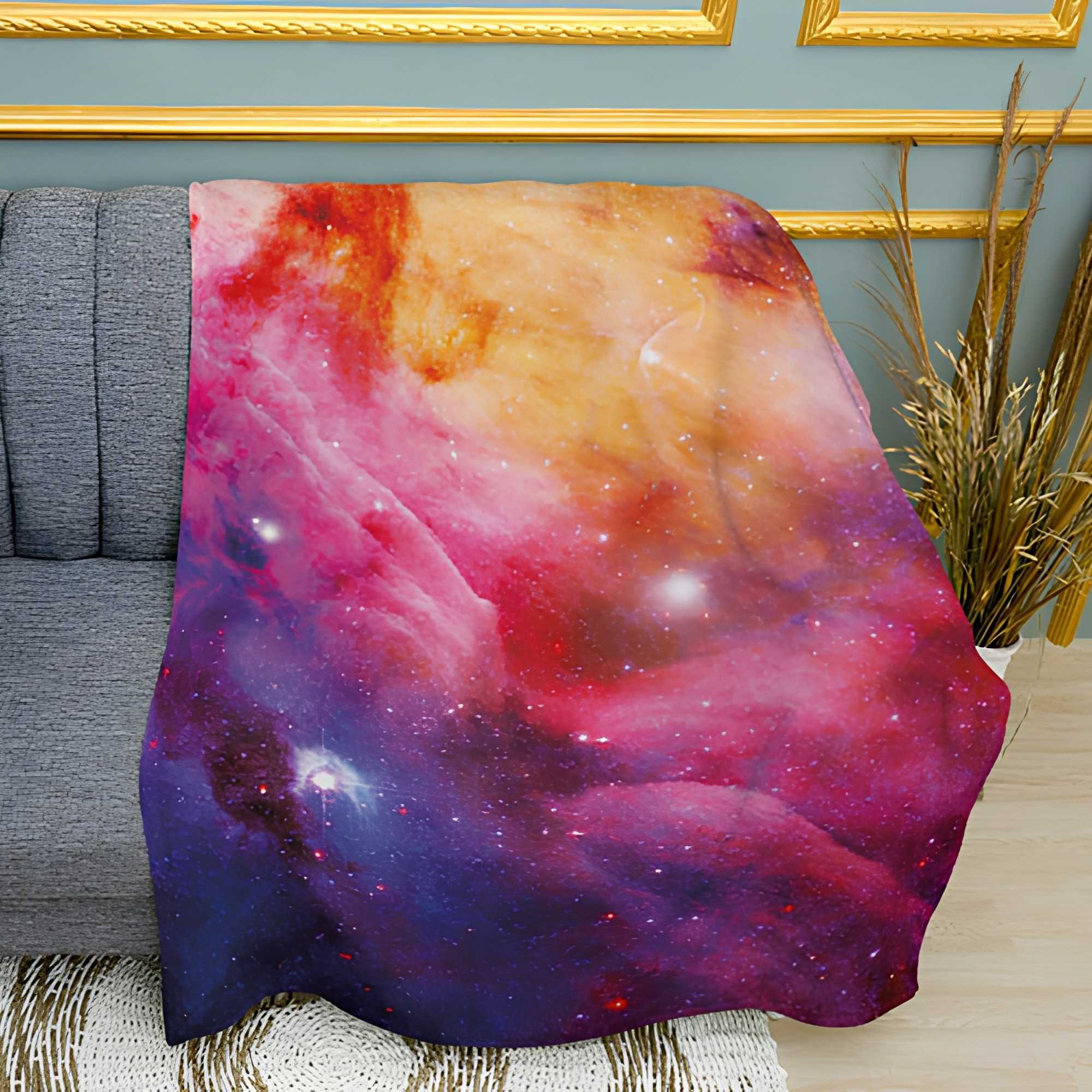 Celestial Star Pattern Graphic Print Plush Fleece Throw Blanket