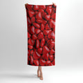 Charming Red Hearts Print - Soft Cotton Terry Bath & Beach Towel
