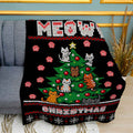 Christmas Cat Print Plush Fleece Throw Blanket