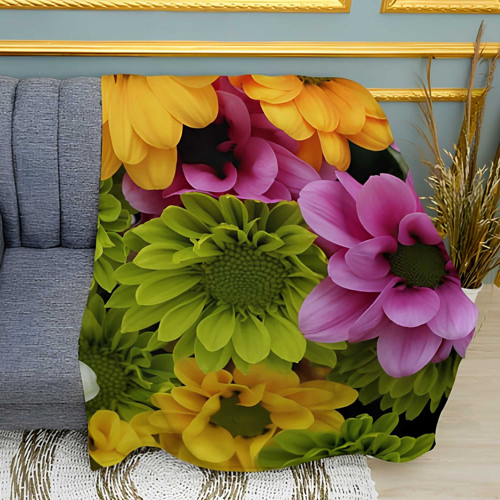 Chrysanthemums Print Plush Fleece Throw Blanket