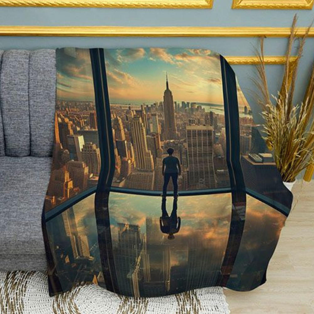 City in Your Hands Conceptual Art Print Plush Fleece Throw Blanket