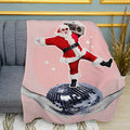 Classic Santa Claus Christmas Print Plush Fleece Throw Blanket