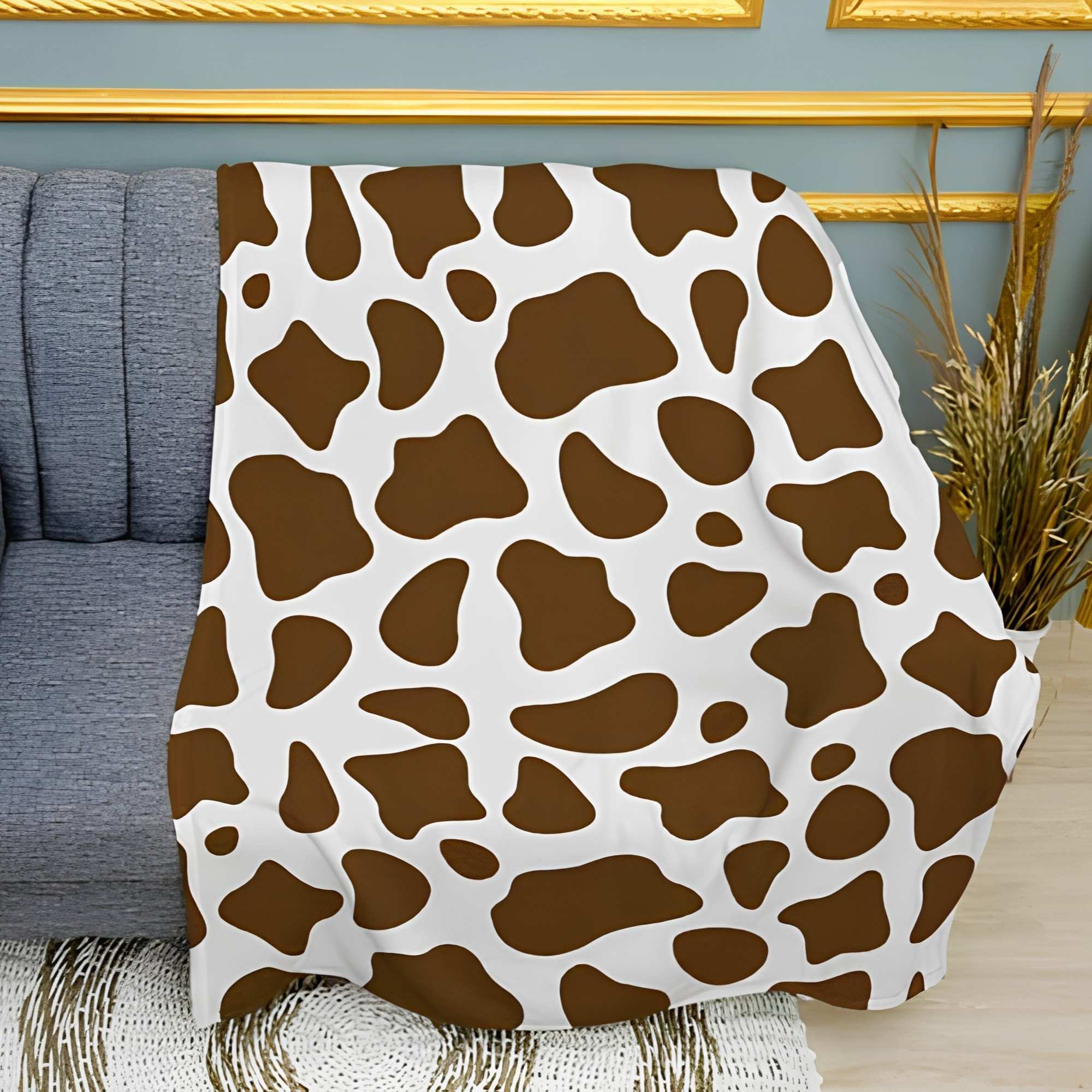 Cow Pattern Print Plush Fleece Throw Blanket