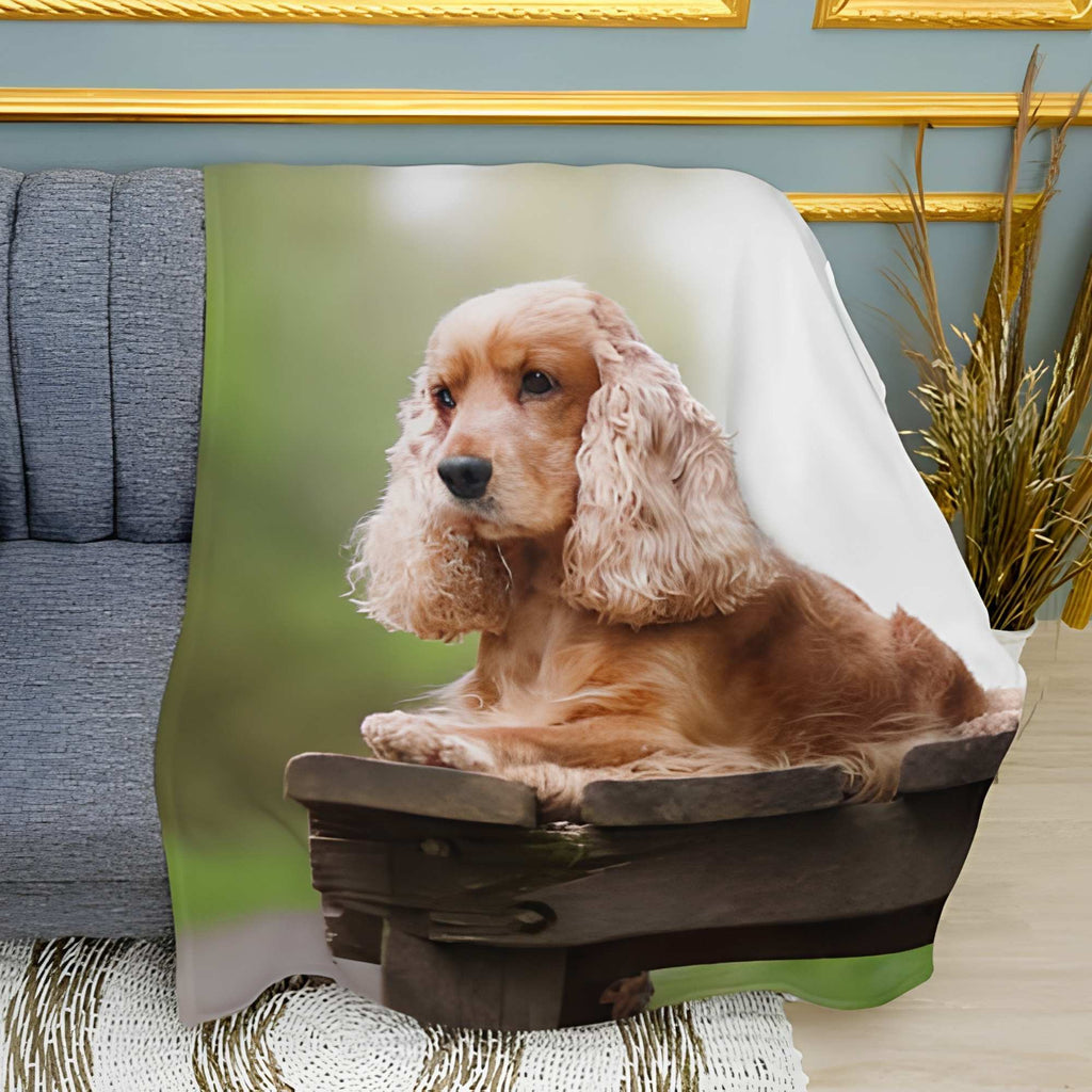 Cute Cocker Spaniel Print Plush Fleece Throw Blanket