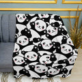 Cute Panda Pattern Print Plush Fleece Throw Blanket
