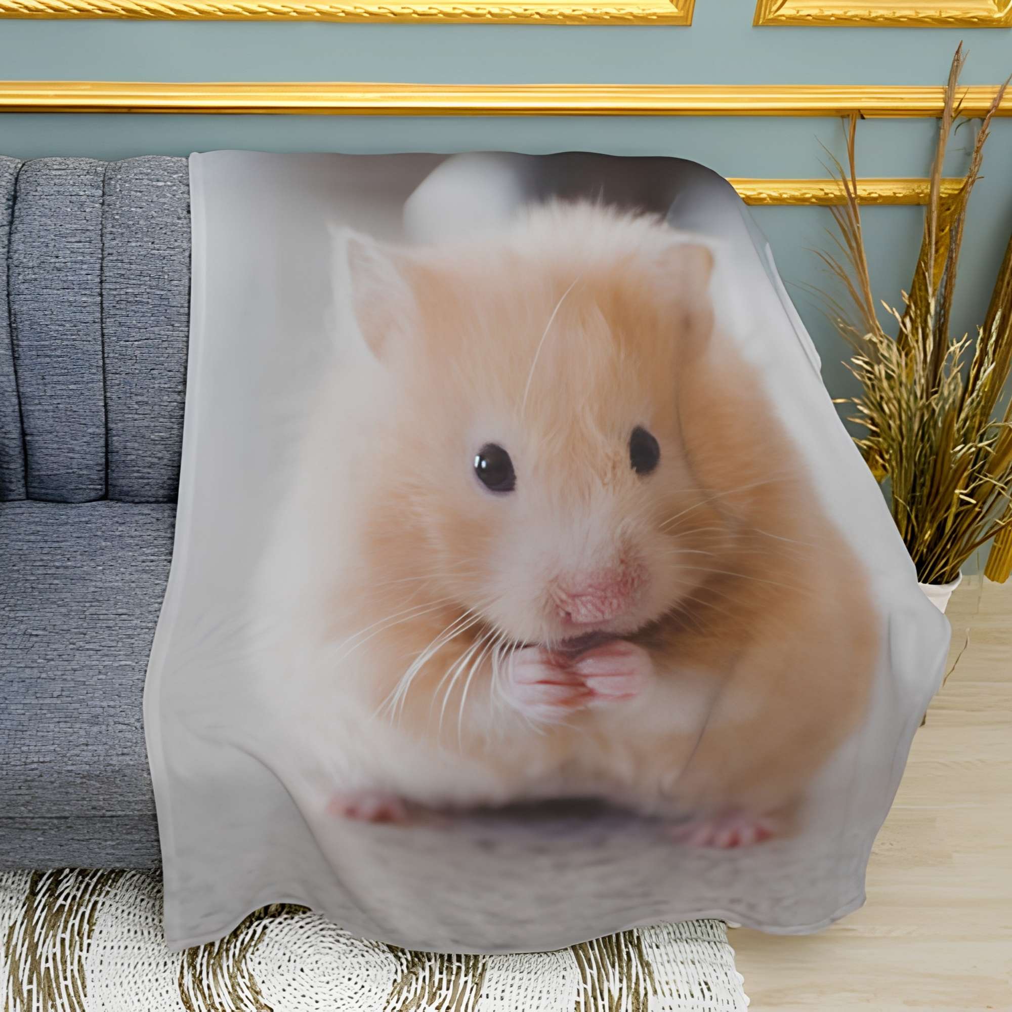 Cute Red Hamster Print Plush Fleece Throw Blanket