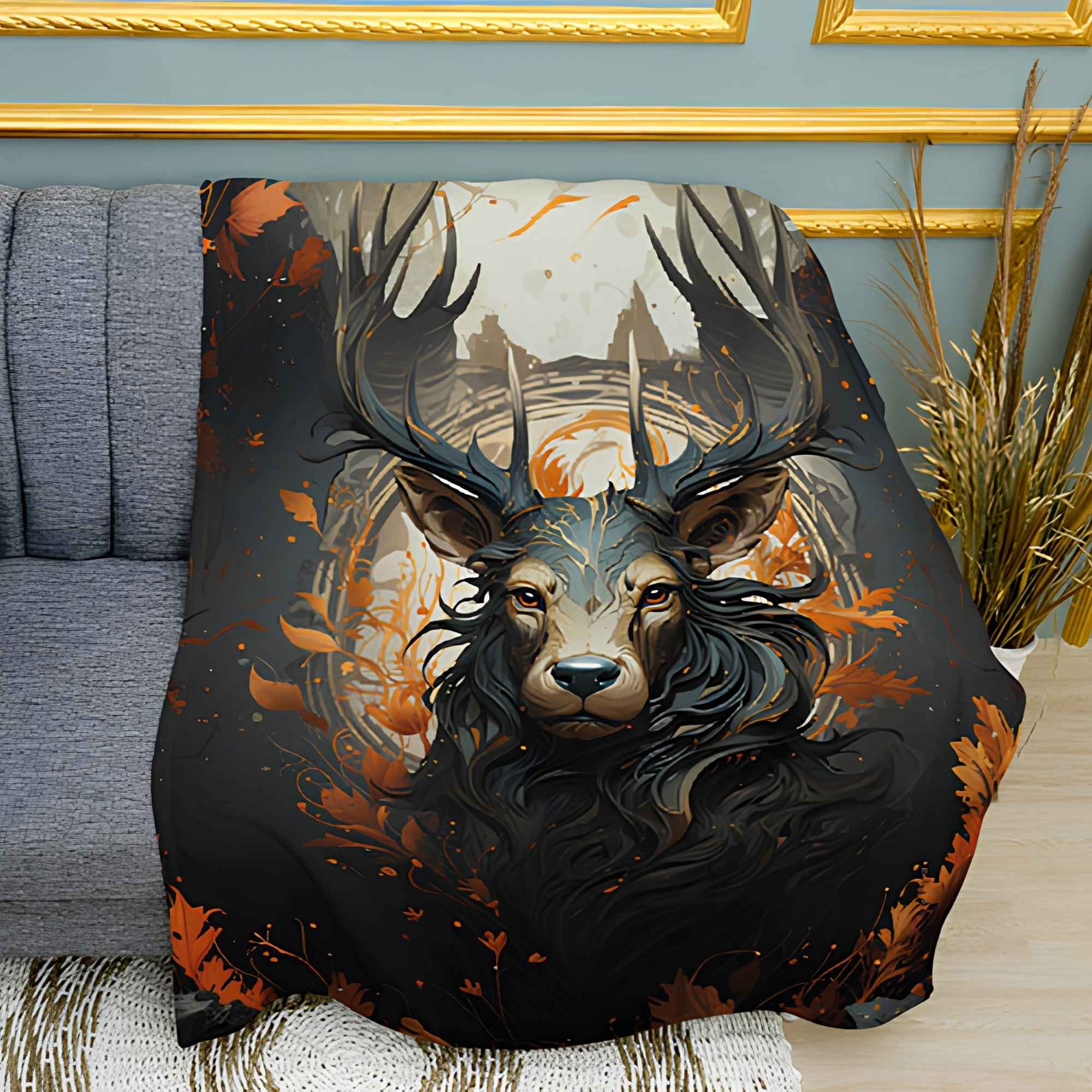 "Deer Art" Artistic Print Plush Fleece Throw Blanket