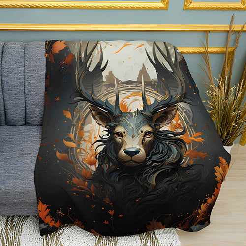 "Deer Art" Artistic Print Plush Fleece Throw Blanket