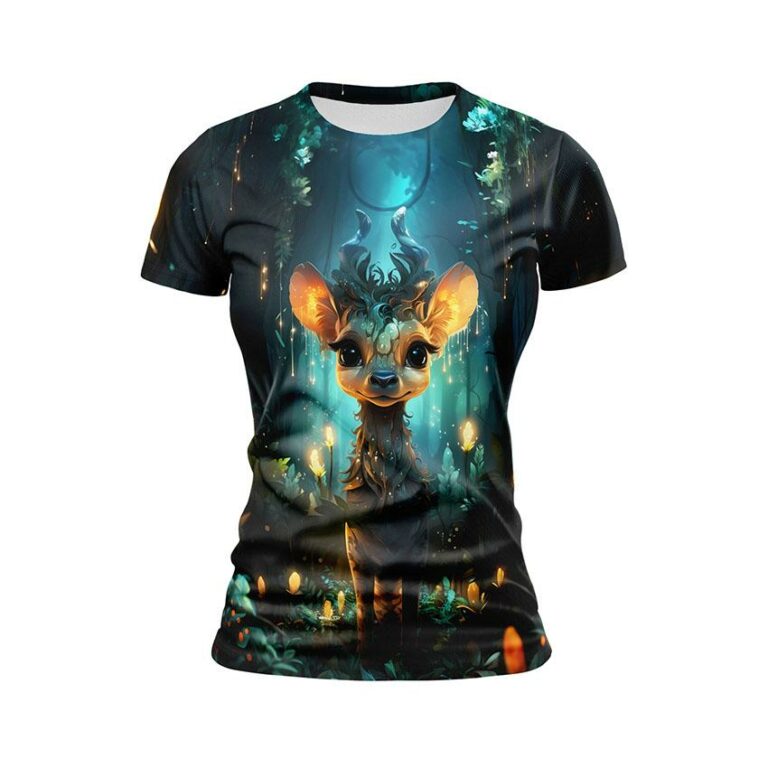 Deer Fairytale Forest Women's Athletic Print T-Shirt