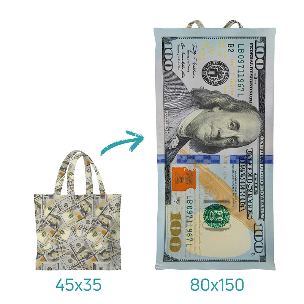 Dollar Rich Style 2-in-1 Beach Towel Tote Bag