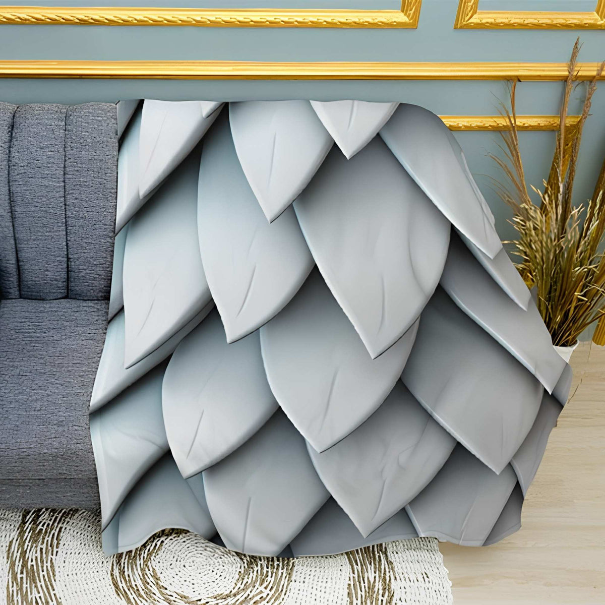 Dragon Scales 3D Effect Print Plush Fleece Throw Blanket