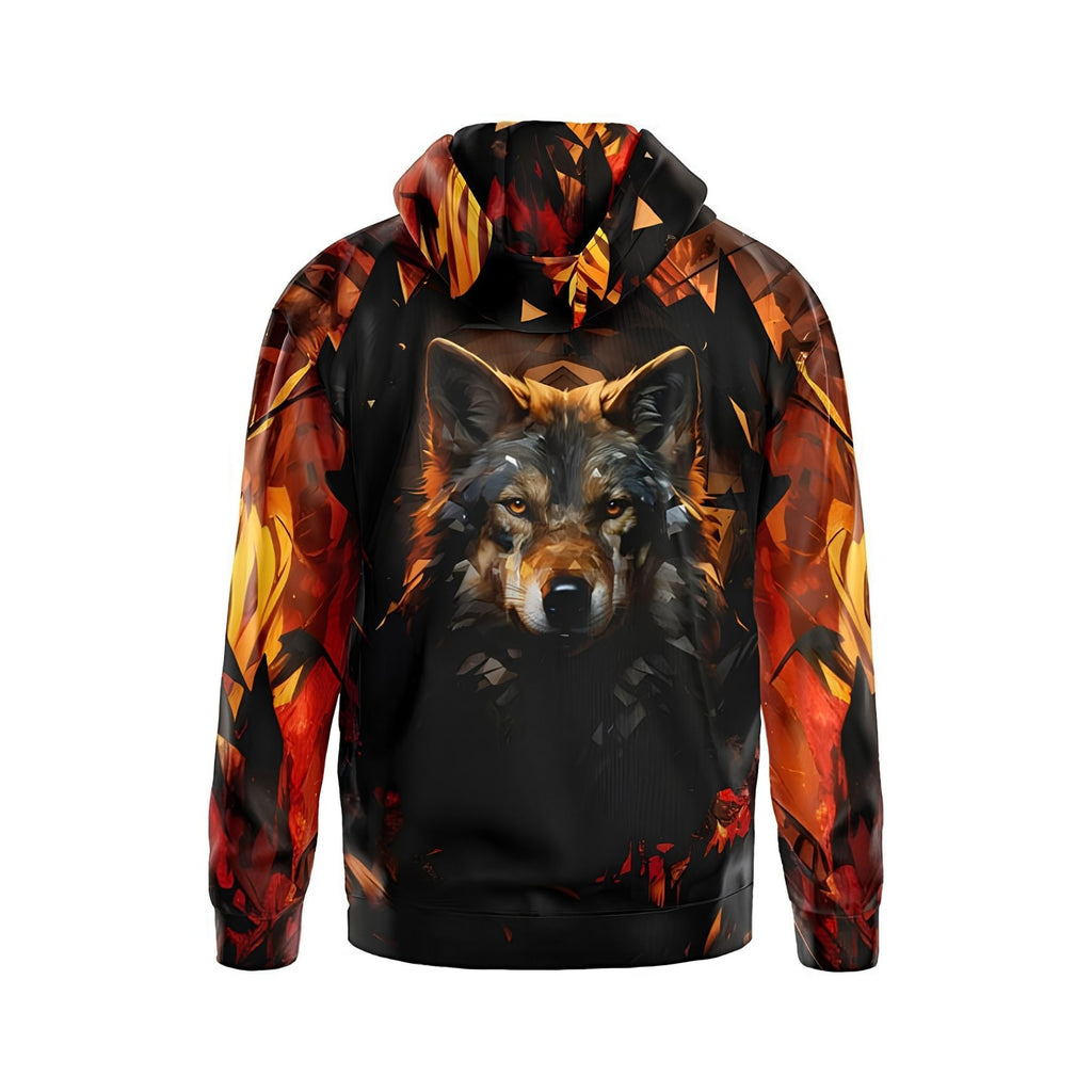 Fiery Wolf Men's Graphic Pullover Hoodie