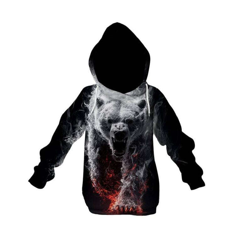Fire Bear Kids Graphic Pullover Hoodie