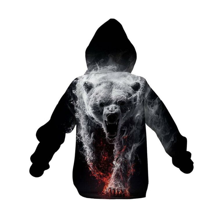 Fire Bear Kids Graphic Pullover Hoodie