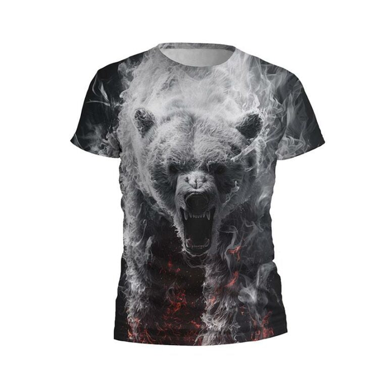 Fire Bear Men's Athletic Graphic T-Shirt