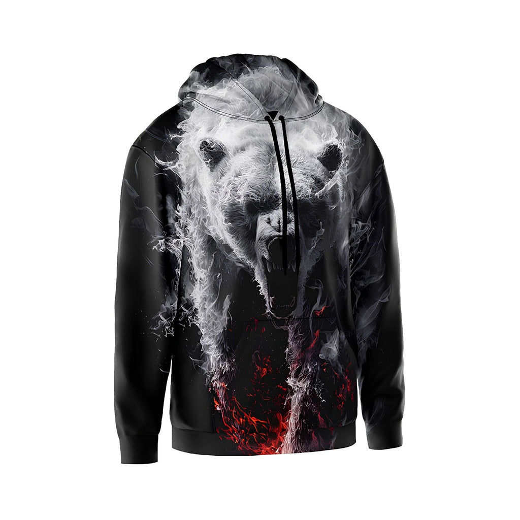 Fire Bear Men's Graphic Pullover Hoodie