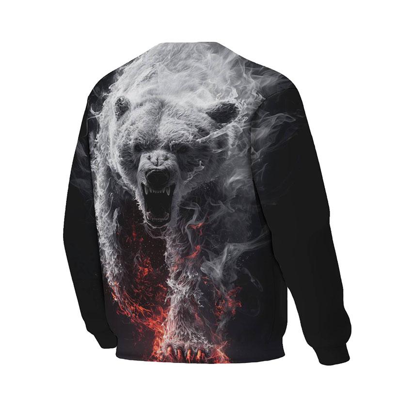 Fire Bear Print Sweatshirt - Unisex Fleece Crewneck