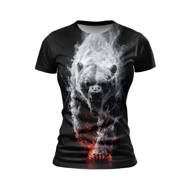 Fire Bear Women's Athletic Print T-Shirt