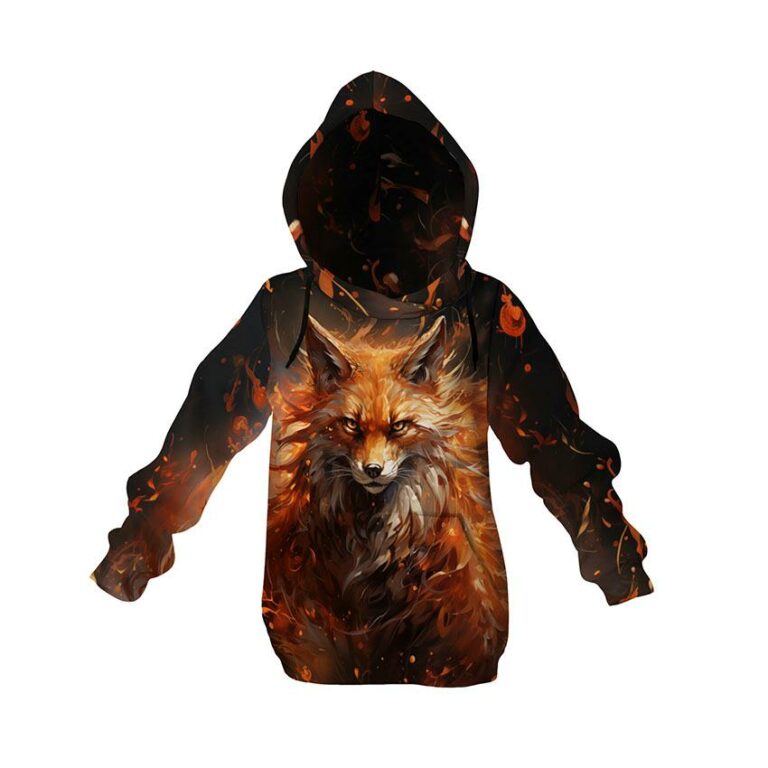 Fire Fox Art Kids Graphic Pullover Hoodie
