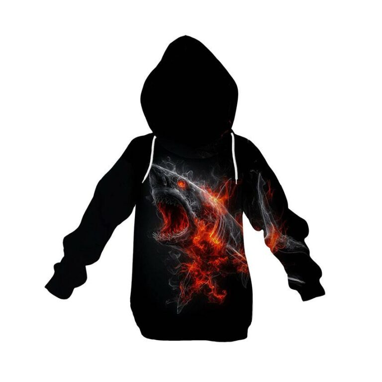 Fire Shark Kids Graphic Pullover Hoodie