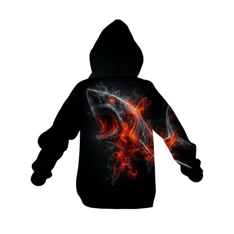 Fire Shark Kids Graphic Pullover Hoodie