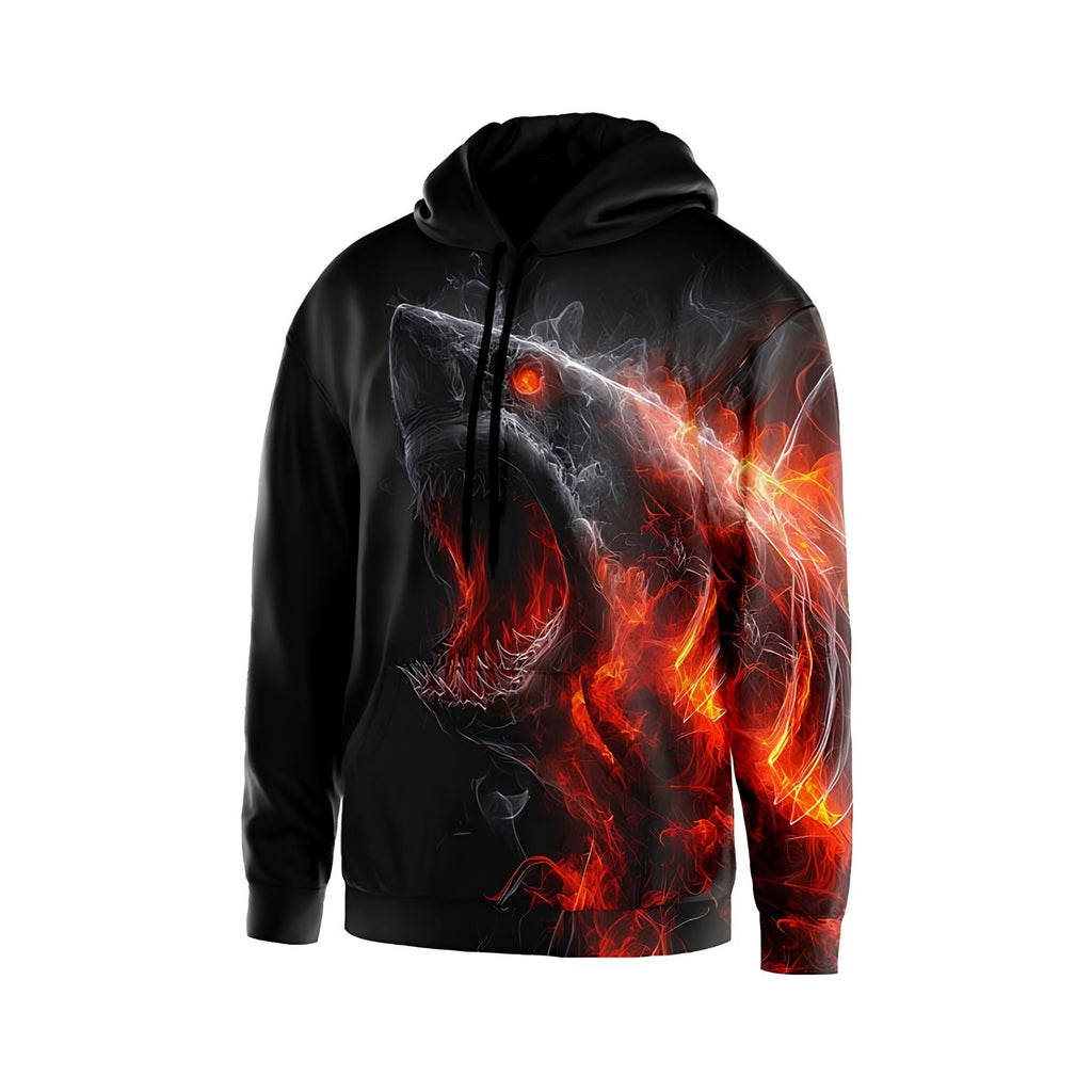 Fire Shark Men's Graphic Pullover Hoodie