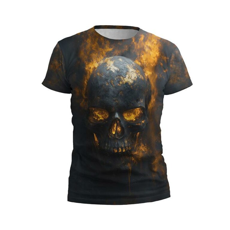 Fire Skull Men's Athletic Graphic T-Shirt