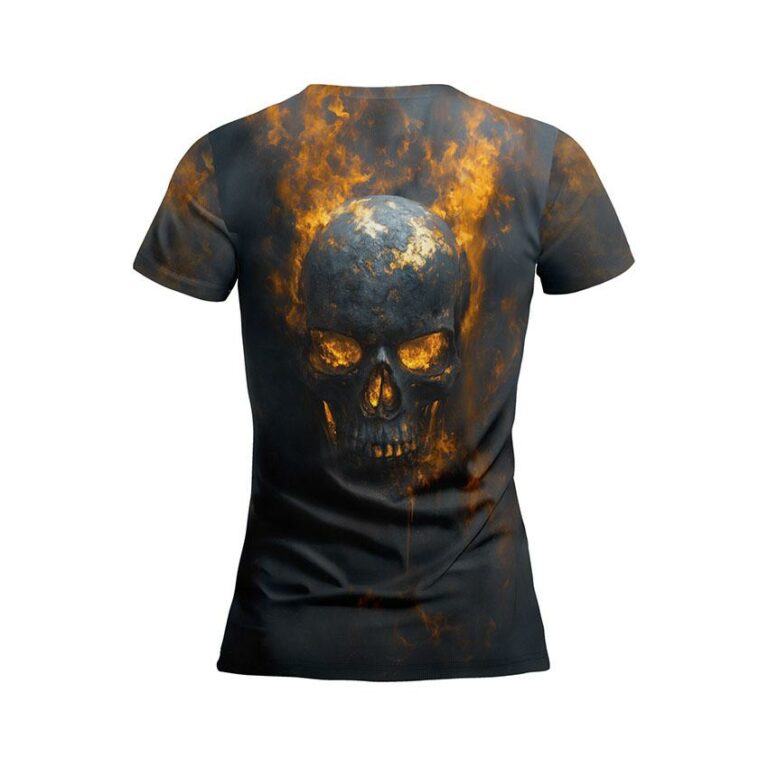 Fire Skull Women's Athletic Print T-Shirt