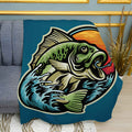 Fishing Logo Print Plush Fleece Throw Blanket