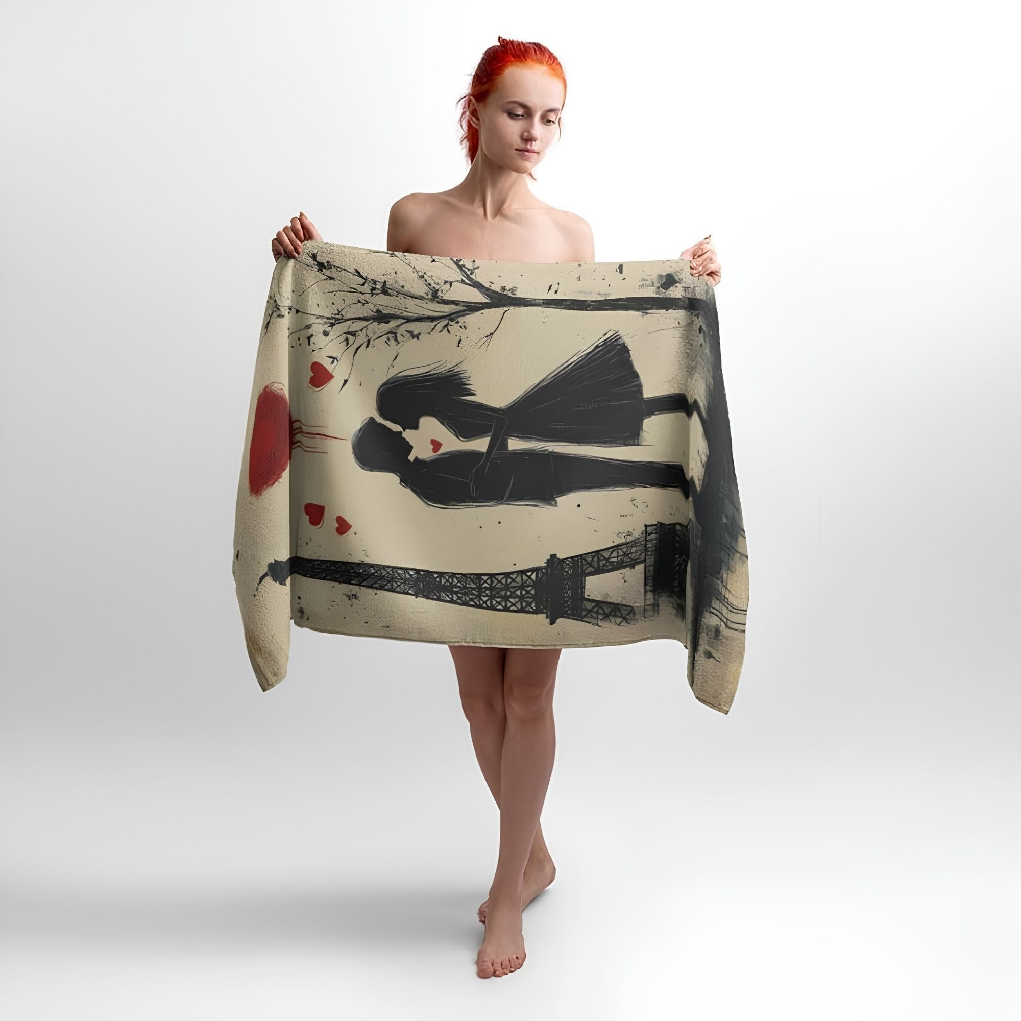 French Romantic Print - Soft Cotton Terry Bath & Beach Towel