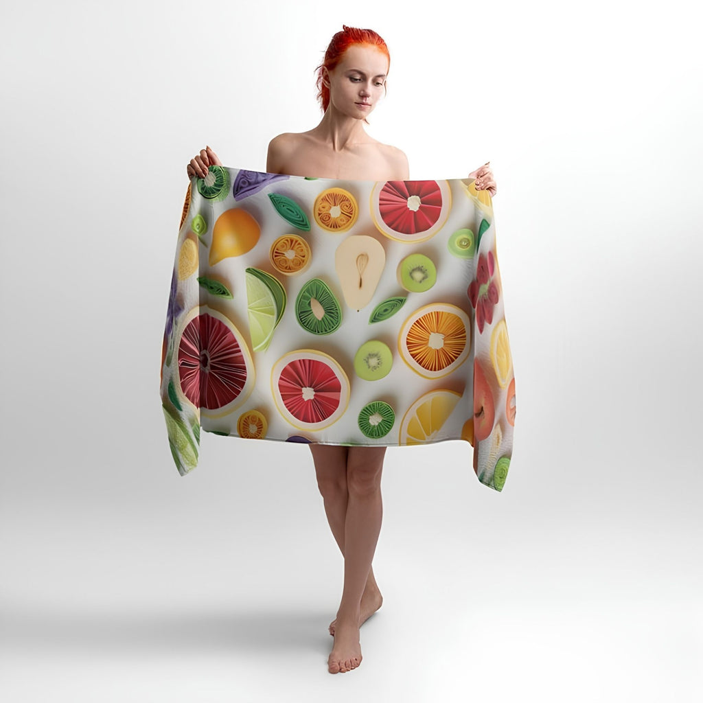 Fruits Print Towel - Soft Cotton Terry Bath & Beach Towel