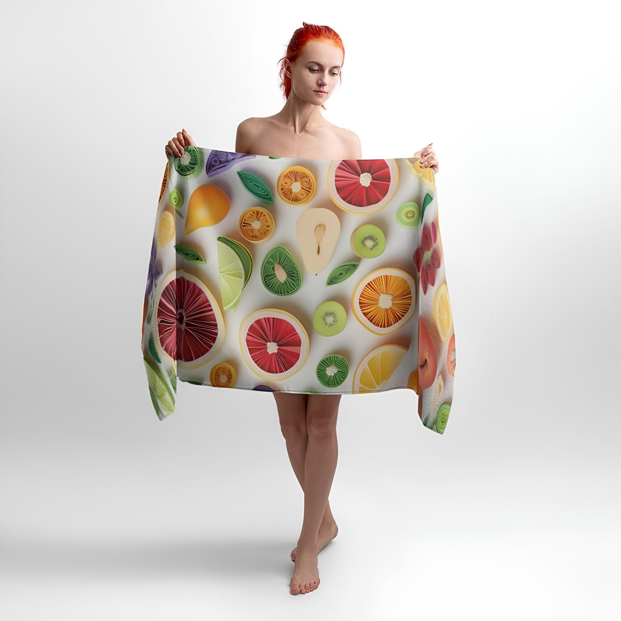 Fruits Print Towel - Soft Cotton Terry Bath & Beach Towel