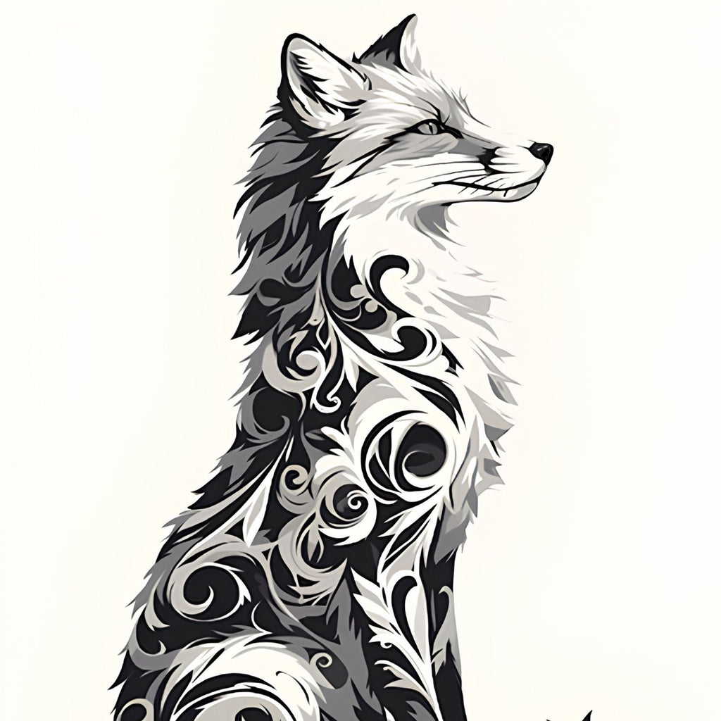 Geometric Pattern Fox Print Plush Fleece Throw Blanket