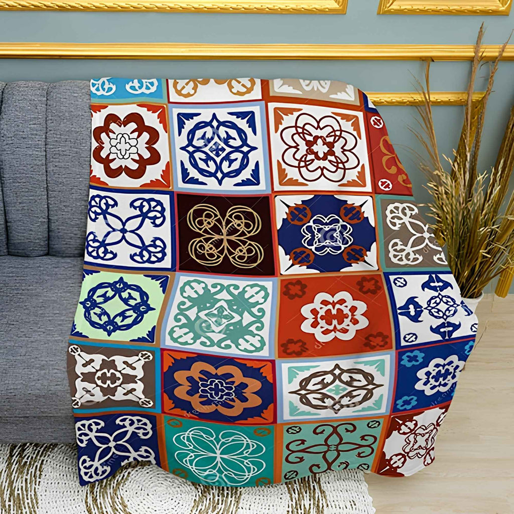 Geometric Patterns Print Plush Fleece Throw Blanket