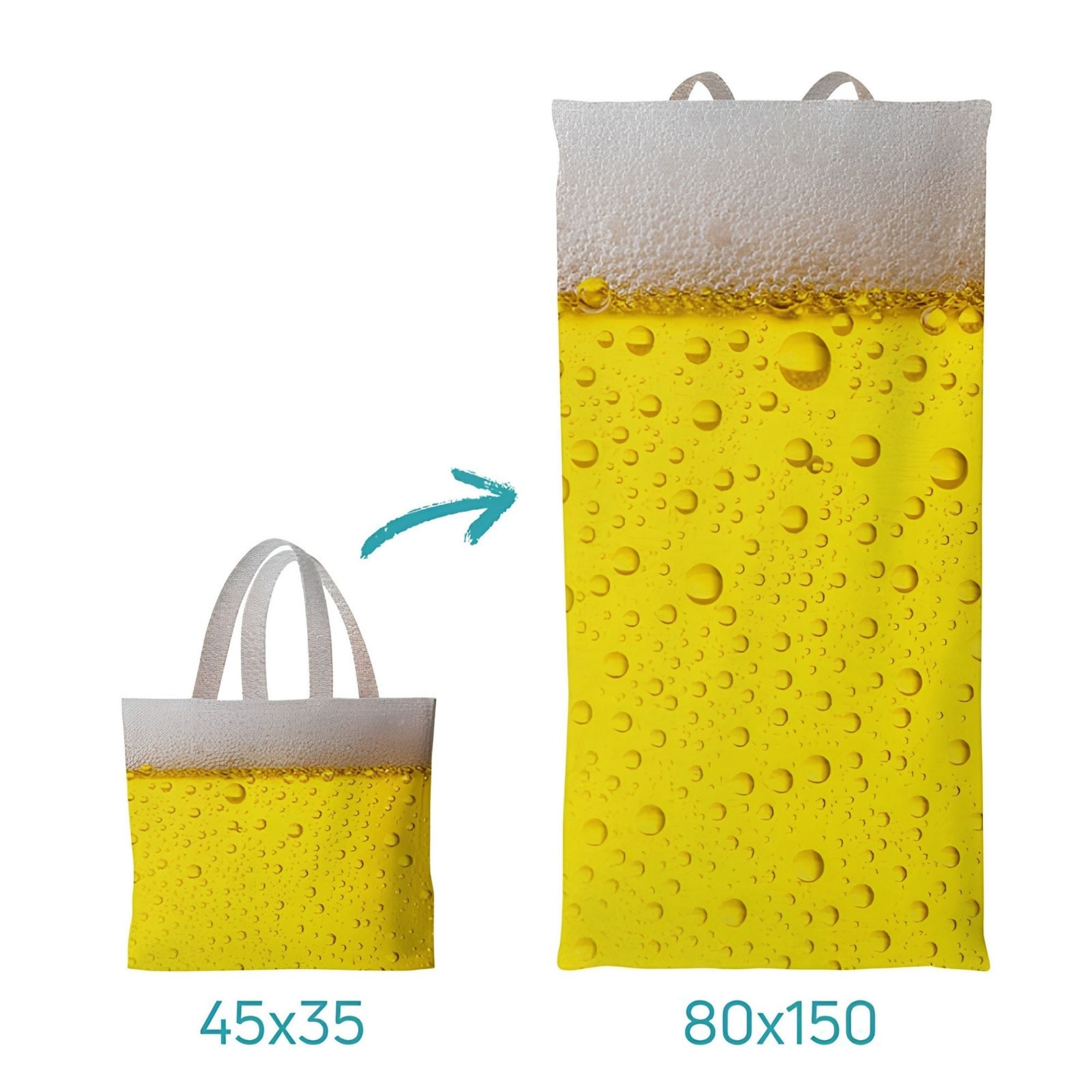 Glass of Beer 2-in-1 Beach Towel Tote Bag