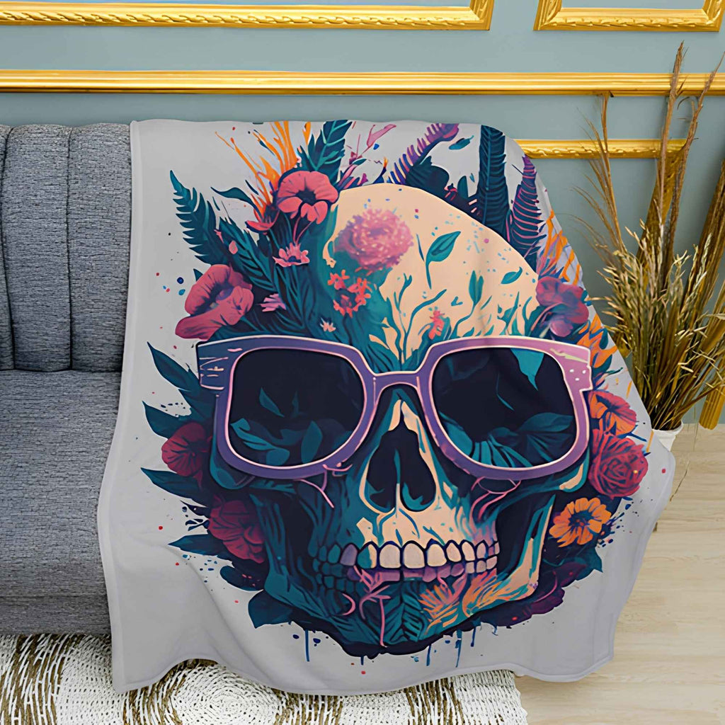 Gothic Skull Art Print Plush Fleece Throw Blanket