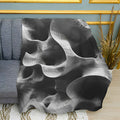 Gray Abstract Drawing Print Plush Fleece Throw Blanket
