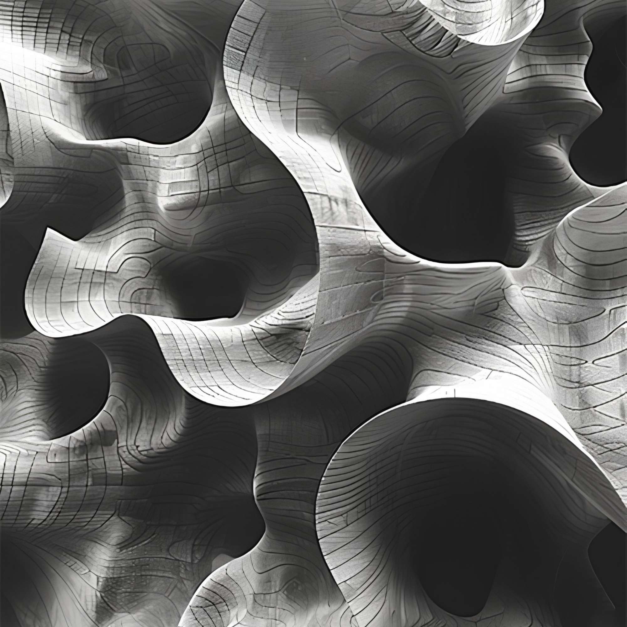 Gray Abstract Drawing Print Plush Fleece Throw Blanket