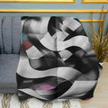 Gray Pattern Geometric Print Plush Fleece Throw Blanket