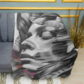Gray Waves Artistic Print Plush Fleece Throw Blanket