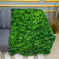 Green Leaves Wall Print Plush Fleece Throw Blanket