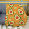Happy Avocado Print Plush Fleece Throw Blanket