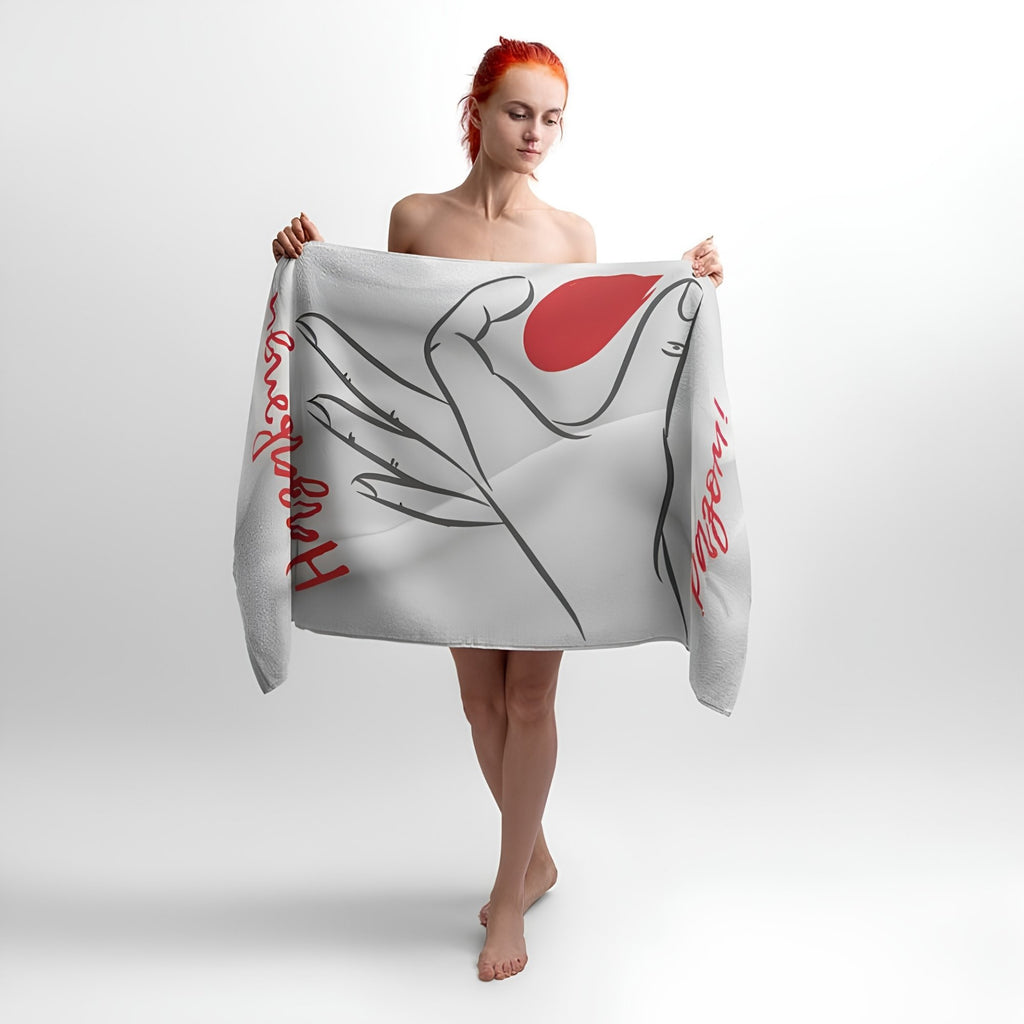 Heart Together Forever Print - Soft Cotton Terry Bath & Beach Towel
