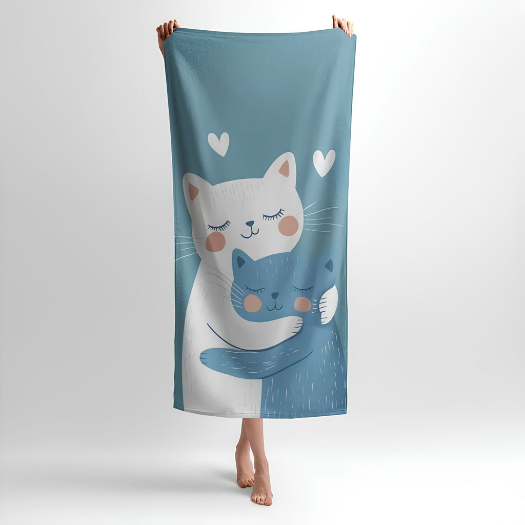 Hugging Kittens Print - Soft Cotton Terry Bath & Beach Towel