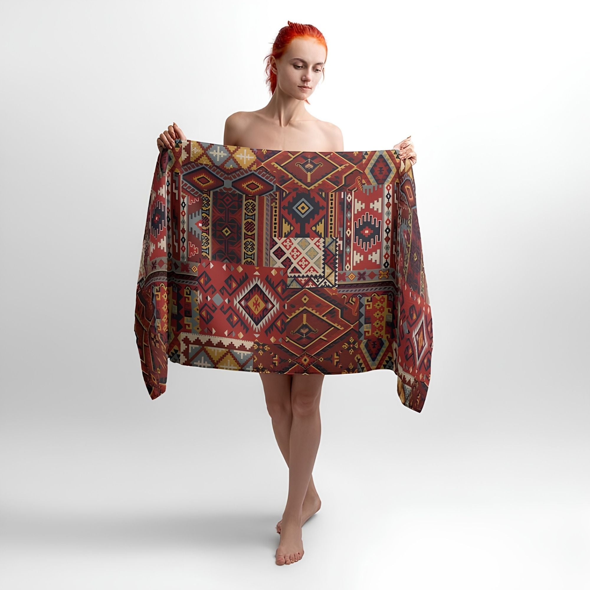 Hutsul Ornaments Pattern Print - Soft Cotton Terry Bath & Beach Towel