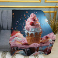 Ice Cream Pattern Print Plush Fleece Throw Blanket