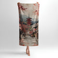 Japanese Panorama Print - Soft Cotton Terry Bath & Beach Towel