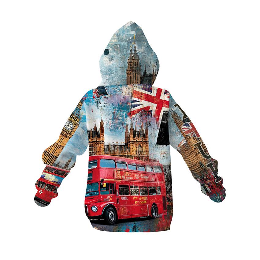Kids Big Ben London Style Print Hoodie – British Landmark Graphic Fleece Sweatshirt