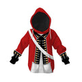 Kids British Redcoat Uniform Print Hoodie – Historic Soldier Costume Sweatshirt