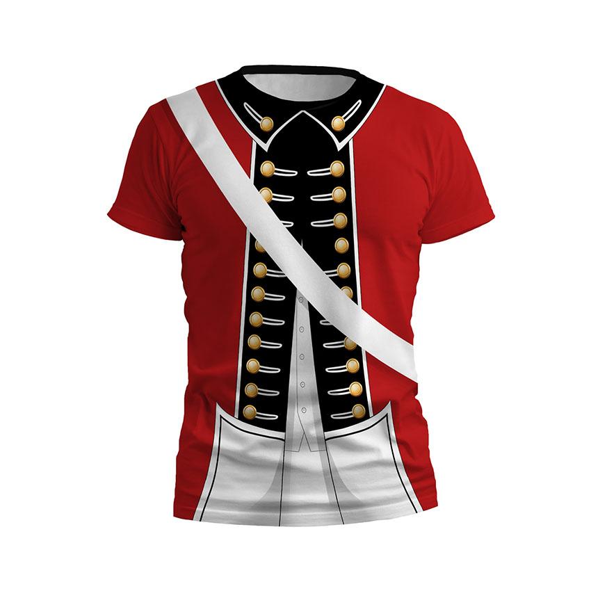 Kids British Redcoat Uniform Print Sport T-Shirt – Historic Soldier Costume Tee